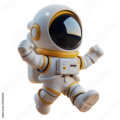Cheerful cartoon astronaut in a spacesuit, funny cute 3d illustration on white background, unusual avatar