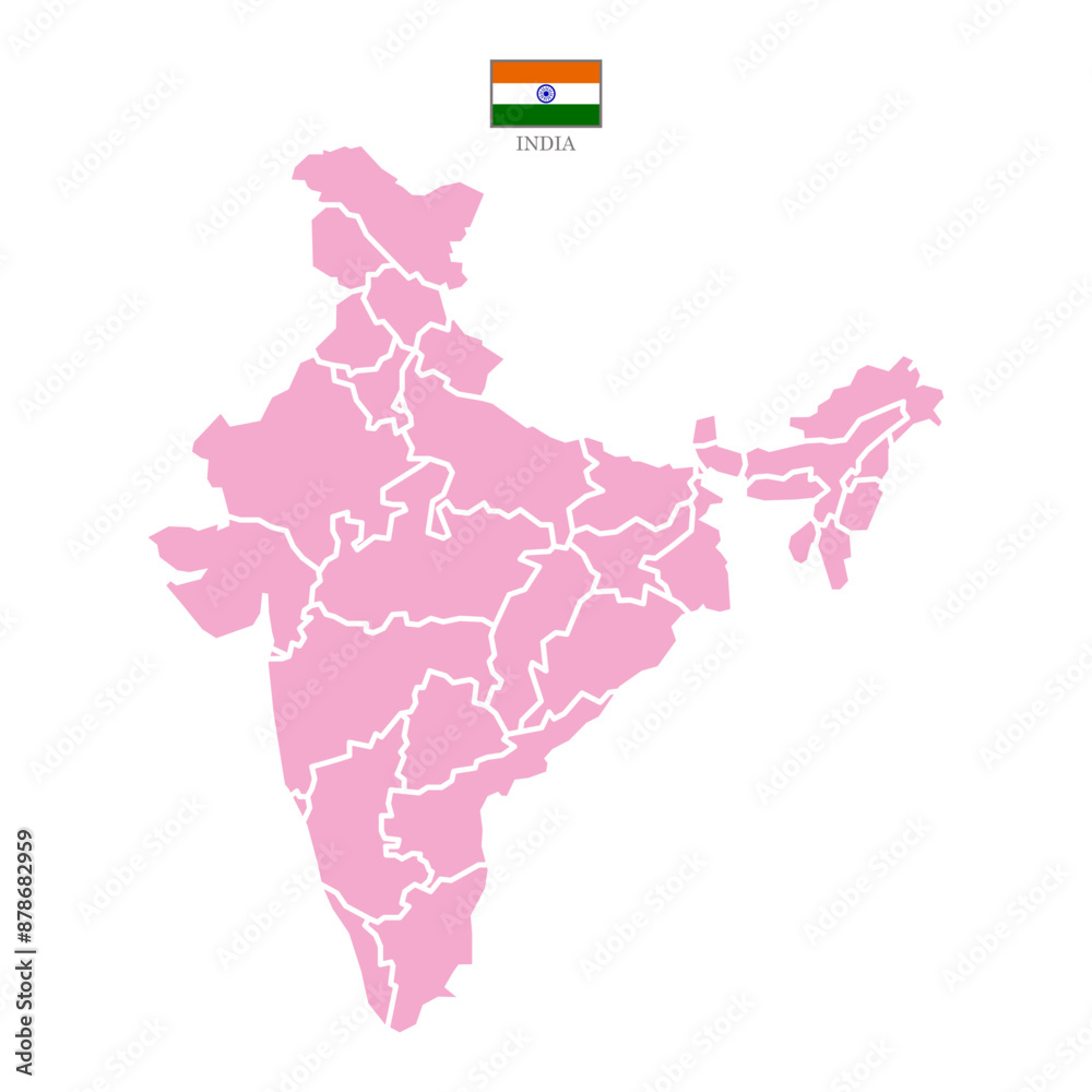 Obraz premium Silhouette and colored (pink) india map