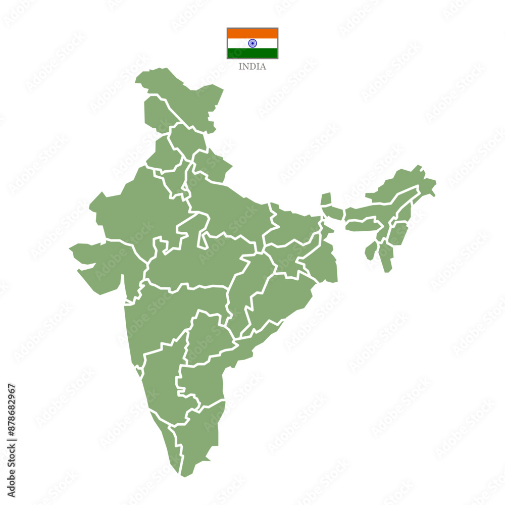 Obraz premium Silhouette and colored (green) india map