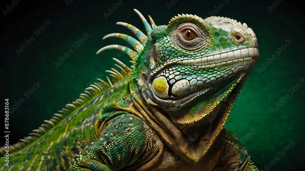 Green iguana on a branch.