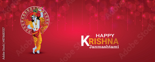 Indian festival janmashtami celebration greeting card