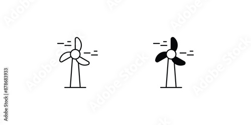 wind turbine set icon with white background vector stock illustration