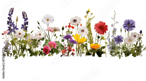 Fototapeta Naklejka Na Ścianę i Meble -  Set of garden flowers transparent background.