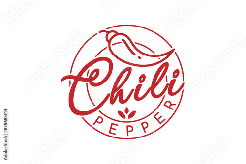 Bilde på lerret Hot chili logo design vintage style
