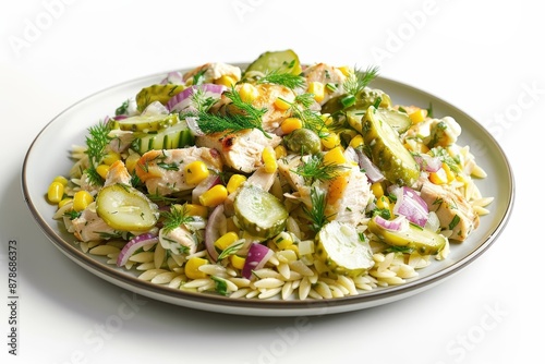 Scrumptious Chicken Salad with Zesty Dill Pickles and Juicy Corn