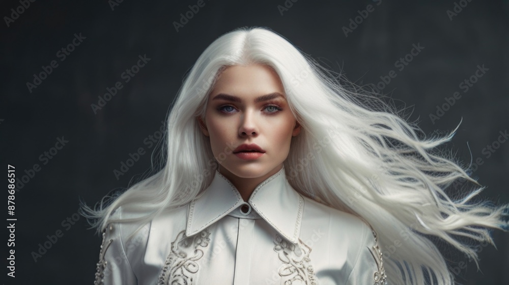 fashion shot of a beautiful woman with white hair fashion shot of a beautiful woman with white hair