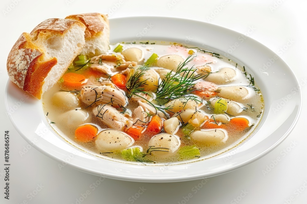 Aromatic Garlic in Refined Dilled Chicken and Gnocchi Soup Aromatic Garlic in Refined Dilled Chicken and Gnocchi Soup