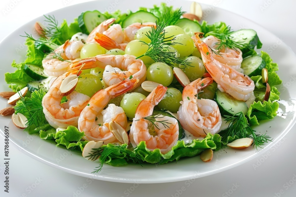 Exquisite Dilled Shrimp and Grape Salad with Fresh Dill Exquisite Dilled Shrimp and Grape Salad with Fresh Dill
