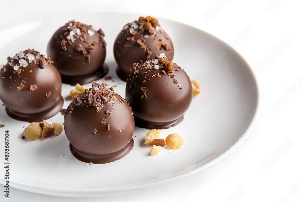 Obraz premium Irresistible Dipped Chocolate Truffles with Sea Salt and Nuts