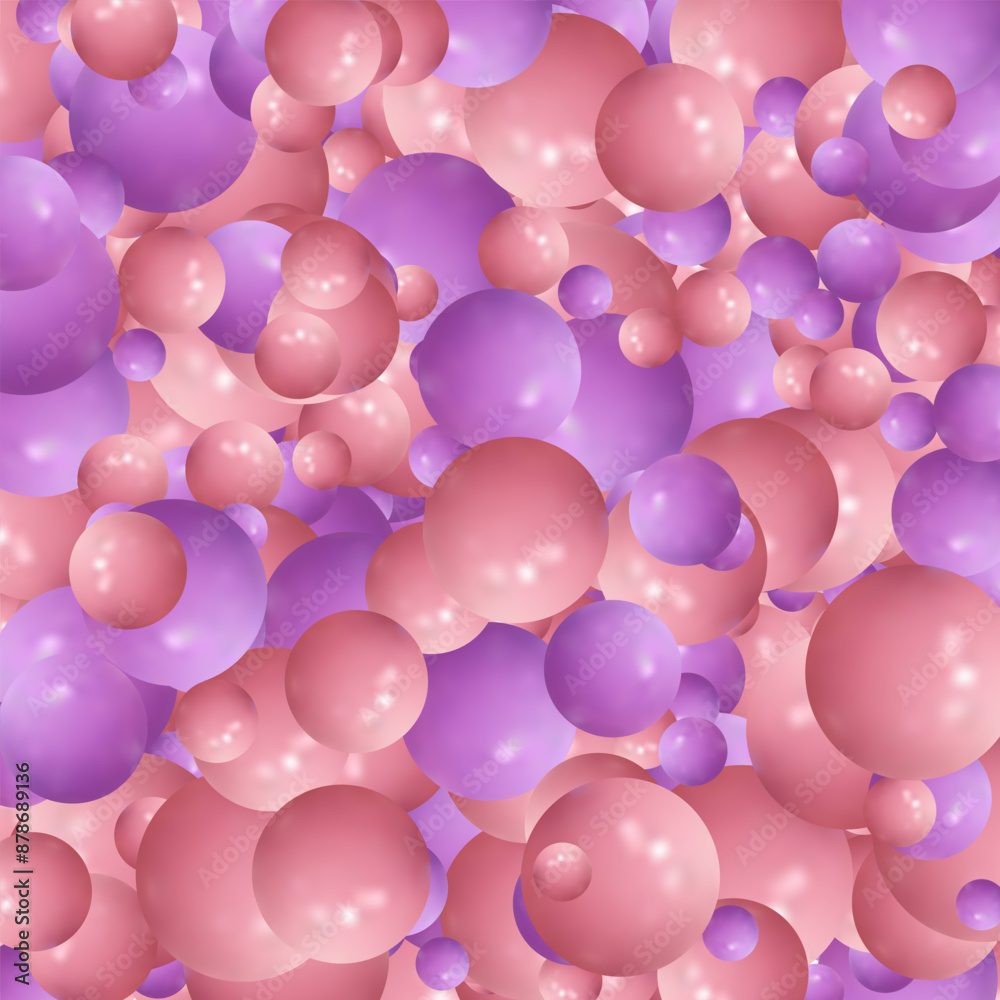 Pink and purple realistic 3d balls with shadow. Design element. Eps 10
