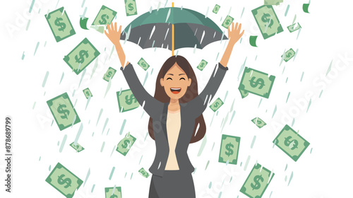 Asian happy successful business woman standing 