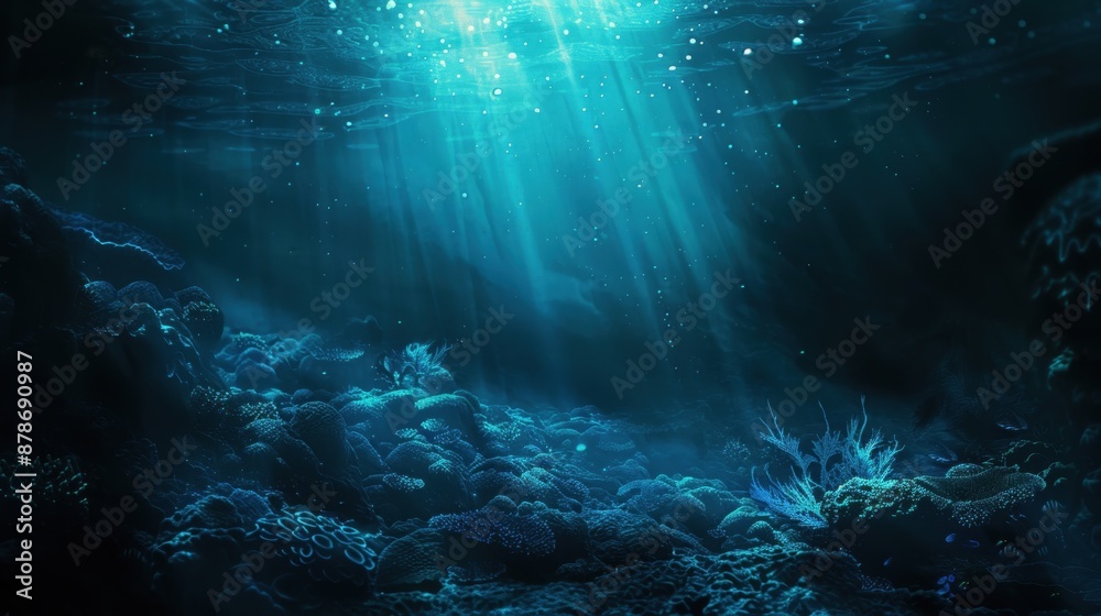 Fototapeta premium Underwater Scene with Sunbeams