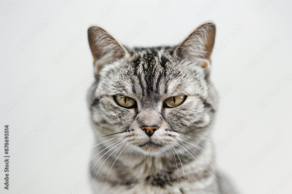 portrait of a American Shorthair cat breed, with white background portrait of a American Shorthair cat breed, with white background