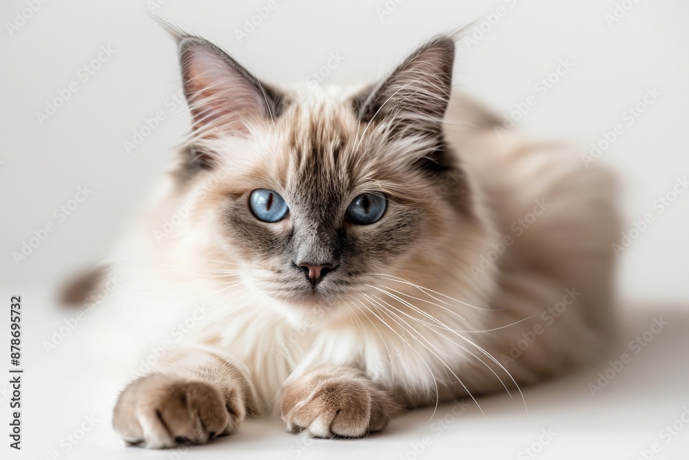 portrait of a Birman cat breed, with white background portrait of a Birman cat breed, with white background