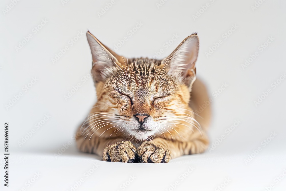portrait of a Chausie cat breed, with white background portrait of a Chausie cat breed, with white background