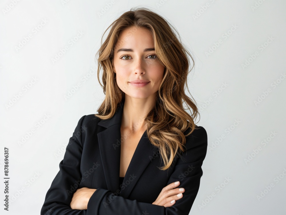 Confident Professional Woman in Black Blazer with Arms Crossed Confident Professional Woman in Black Blazer with Arms Crossed