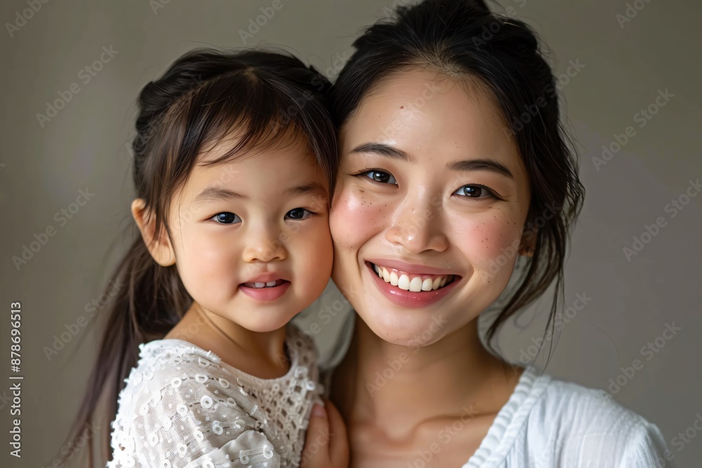 Heartwarming Portrait of a Smiling Mother and Daughter Heartwarming Portrait of a Smiling Mother and Daughter