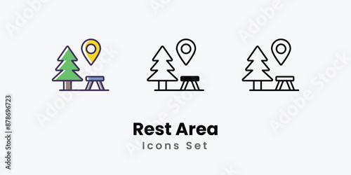 Rest Area Icons thin line and glyph vector icon stock illustration 