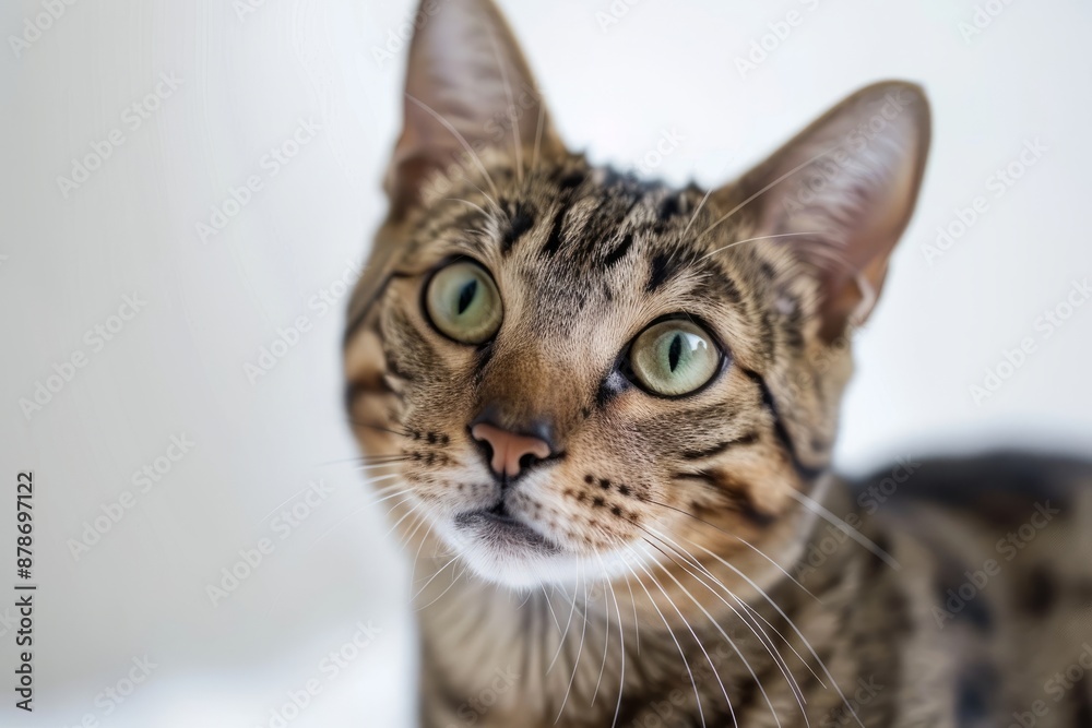 portrait of a Ocicat cat breed, with white background