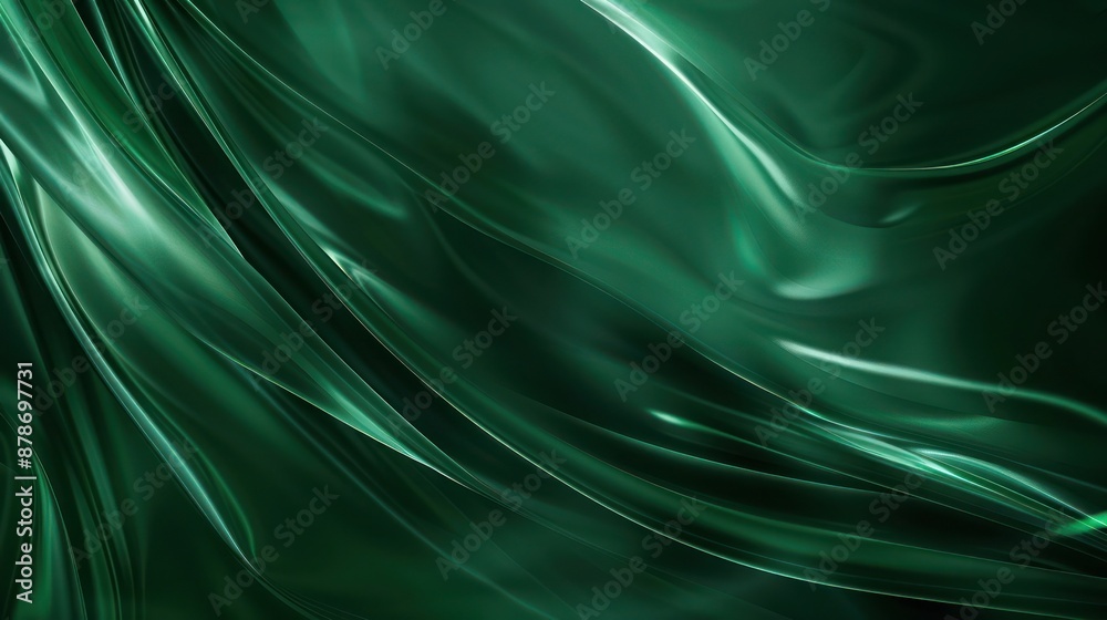 Obraz premium Abstract Background, gradient blurs in deep jewel tones of emerald green transitioning to forest green, creating a rich and luxurious atmosphere with smooth, fluid transitions.