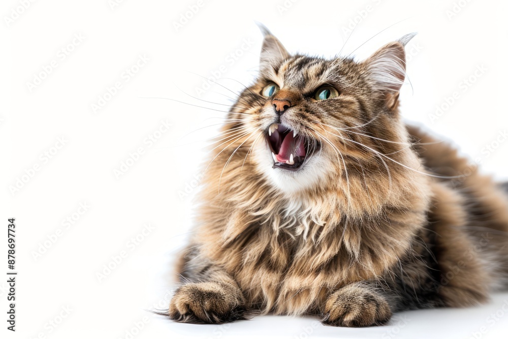 portrait of a Siberian cat breed, with white background portrait of a Siberian cat breed, with white background