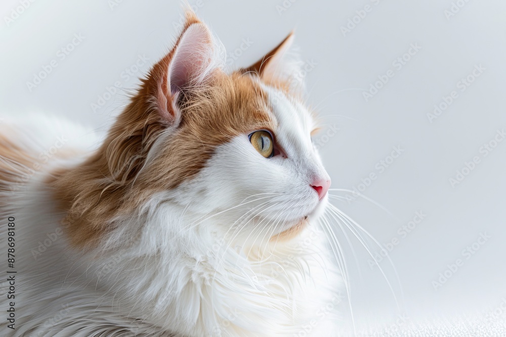 portrait of a Turkish Van cat breed, with white background portrait of a Turkish Van cat breed, with white background