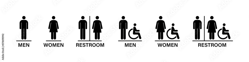 Restroom signs. Bathroom icons. Restroom signs. Bathroom icons.