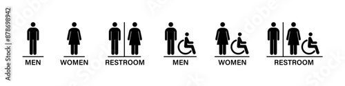 Restroom signs. Bathroom icons.