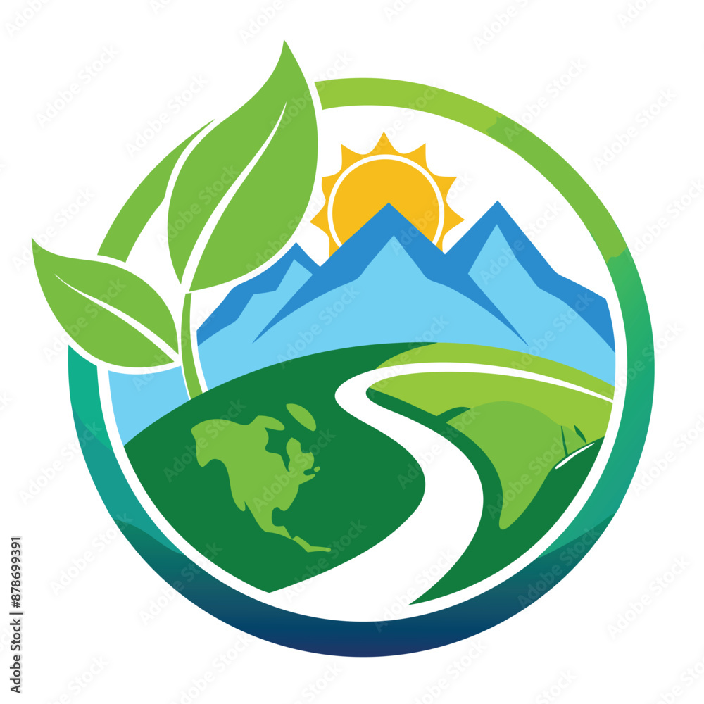 High Quality Flat Eco-Friendly Tourism Business Logo Vector Illustration