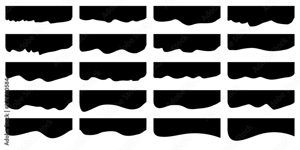 Wavy Border shape for website divider. Geometric banner header and separator. Background section Abstract curve top headline. Wavy Border shape for website divider. Geometric banner header and separator. Background section Abstract curve top headline.
