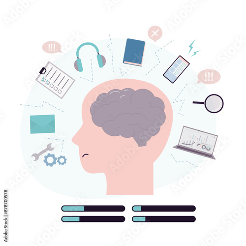 Ineffectiveness of performing several tasks simultaneously. Unproductive multitasking, difficulty working on different tasks at same time.