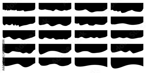 Wavy Border shape for website divider. Geometric banner header and separator. Background section Abstract curve top headline.