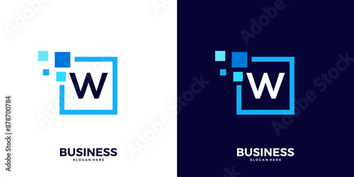 Letter W digital tech logo design inspiration.