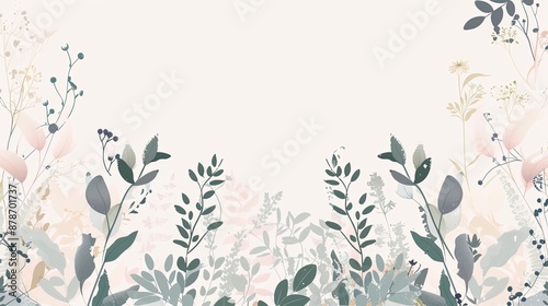Wallpaper Mural Simple flat illustration of botanical background in delicate pastel colors with space for text for Torontodigital.ca