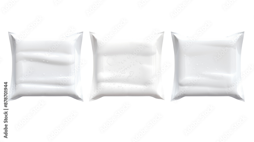 Set of wet wipes flow packs transparent background. Set of wet wipes flow packs transparent background.