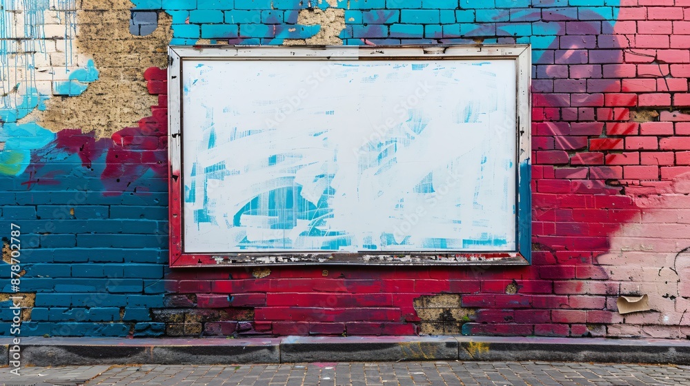 Naklejka premium Blank Billboard on Colorful Graffiti Wall