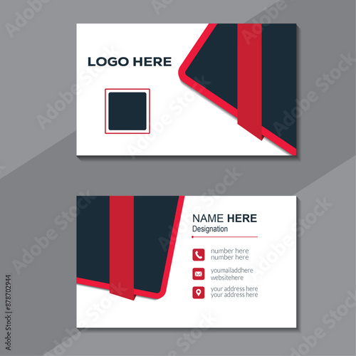 simple professional business card, flat design vector abstract creative, double sided business card