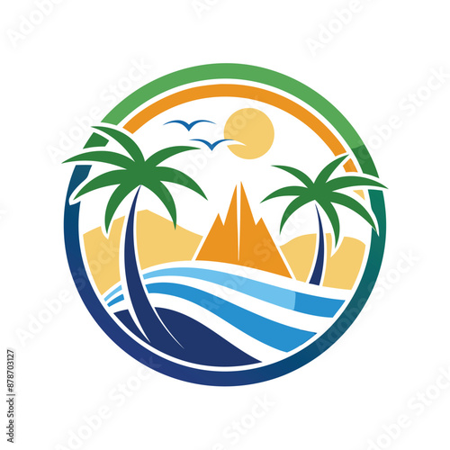 High Quality Flat Eco-Friendly Tourism Business Logo Vector Illustration
