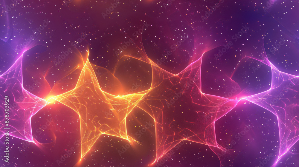 Neon light pattern of stars against a starry night sky in abstract background Neon light pattern of stars against a starry night sky in abstract background