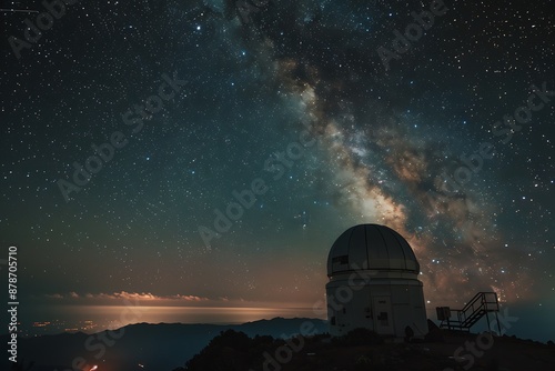 A high-altitude astronomical observatory with a clear view of the Milky Way