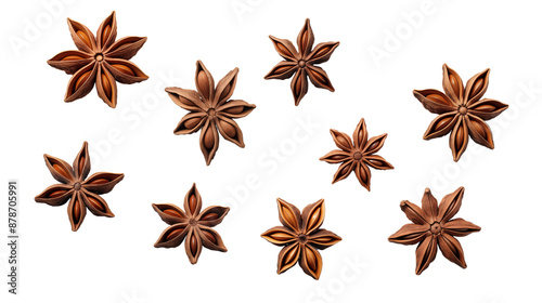 Star anise collection transparent background.