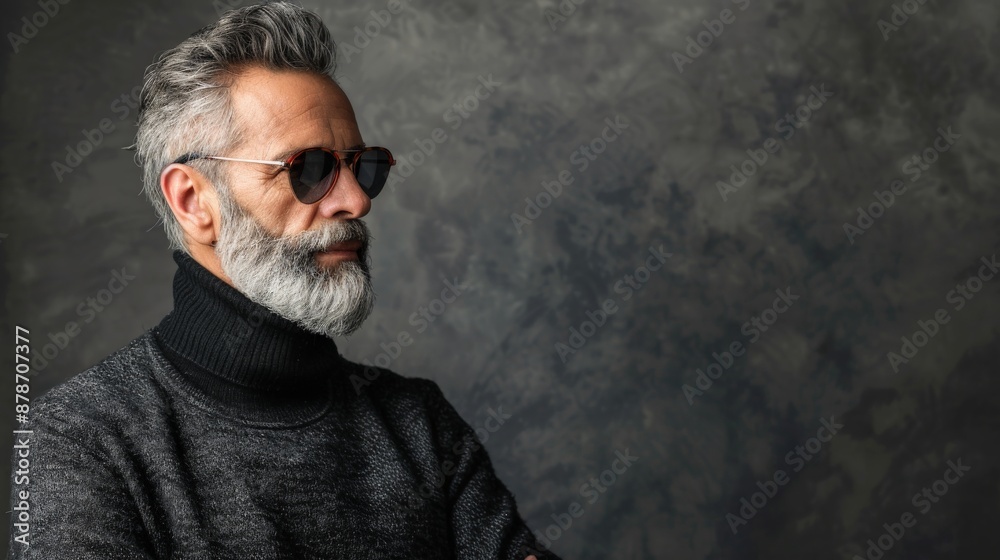 An elderly man in sunglasses and black sweater poses An elderly man in sunglasses and black sweater poses