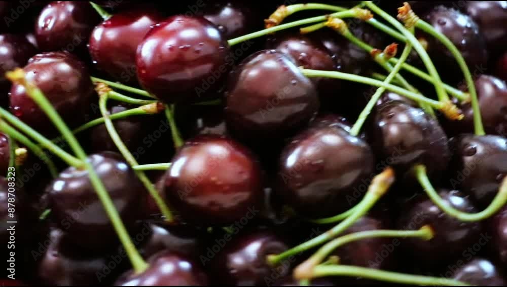 cherries fruit, closeup of a cherry fruit with drops cherries fruit, closeup of a cherry fruit with drops