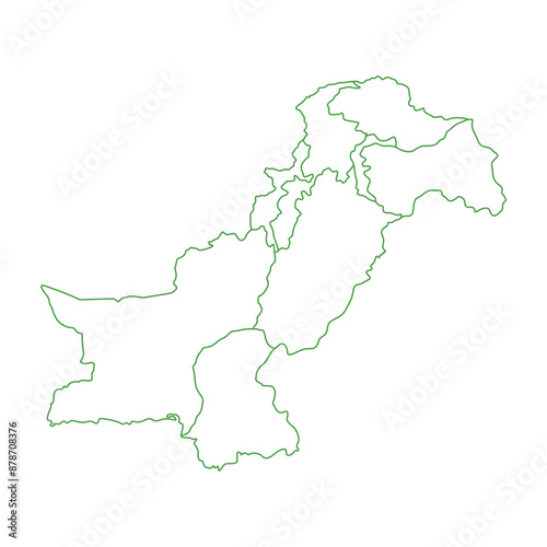 Geography Pakistani Map vector icon. Map of Pakistan. Detailed Line Map of Pakistan