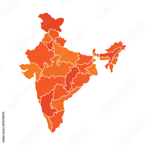 Geography Indian Map vector icon. Map of India. Detailed Map of India