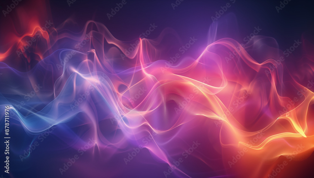 Obraz premium Multi colored sparkling Abstract fluid 3d render holographic neon curved wave in motion dark background. Gradient design element for banners, backgrounds, wallpapers and covers and others