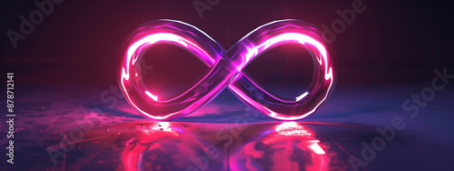 3d render of infinity symbol, glowing pink and Glowing Infinity Symbol on Abstract Background