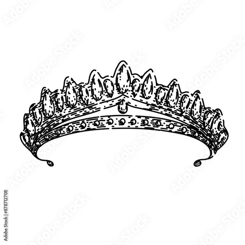 gold crown queen hand drawn. golden set, isolated kingdom, vintage sign gold crown queen vector sketch. isolated black illustration