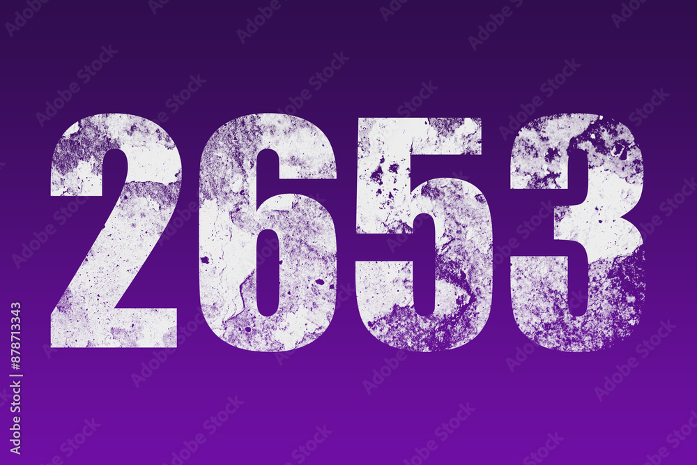 flat white grunge number of 2653 on purple background. flat white grunge number of 2653 on purple background.