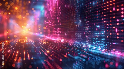 Wallpaper Mural A stunning visualization of futuristic light pulses in pink and blue, creating a dynamic and energetic scene, symbolizing data flow and technological innovation Torontodigital.ca